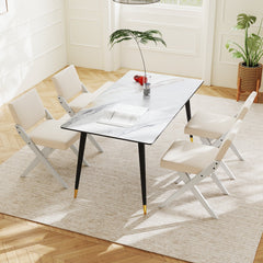 Set of 2 White X Frame Dining Chairs with Padded Back and Seat