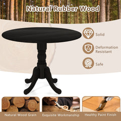 Wooden Dining Table with Round Tabletop and Curved Trestle Legs-Black