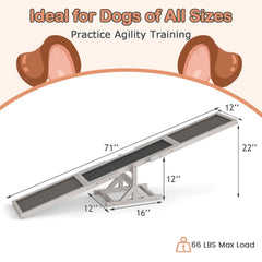 Wooden Dog Agility Seesaw Dog Outdoor Run Game Toy for Obstacle Courses-White