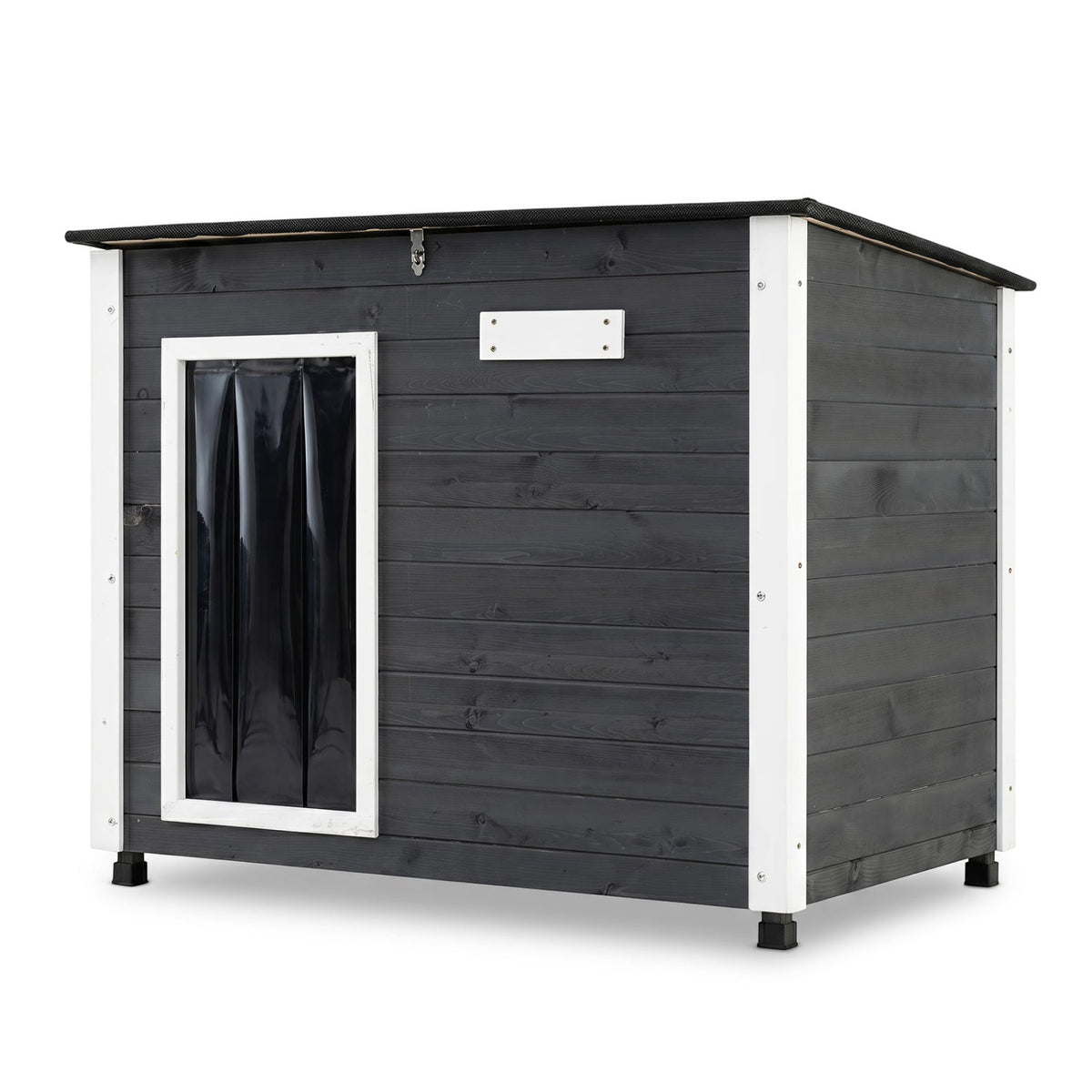 Wooden Dog House Outdoor with Natural Spruce Wood Frame, Removable Floor and Openable Asphalt Roof-S