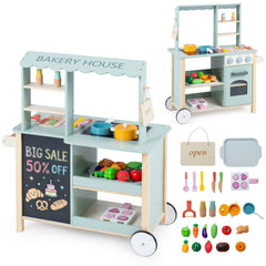 Wooden Kitchen Playset with Cookware Accessories for Kids