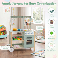 Wooden Kitchen Playset with Cookware Accessories for Kids