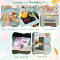 Wooden Kitchen Playset with Cookware Accessories for Kids