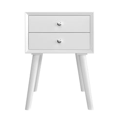 Mid Century Nightstand with 2 Storage Drawers, White