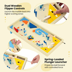 Wooden Pinball Machine with 3 Balls for Kids 8+ and Adults