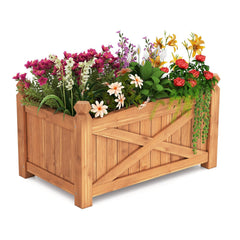 Wooden Raised Garden Bed, Drainage Holes for Patio Garden-S