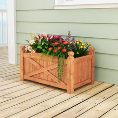 Wooden Raised Garden Bed, Drainage Holes for Patio Garden-S