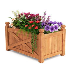 Wooden Raised Garden Bed, Drainage Holes for Patio Garden-S