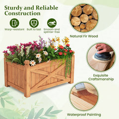 Wooden Raised Garden Bed, Drainage Holes for Patio Garden-S