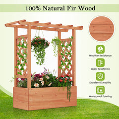 Patent Pending Wooden Raised Garden Bed with Trellis and Hanging Roof-Orange