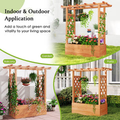 Patent Pending Wooden Raised Garden Bed with Trellis and Hanging Roof-Orange