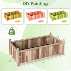 Wooden Raised Garden Bed Natural Acacia Wood Rectangular Planter Box with Liner-Natural