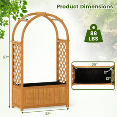 Wooden Raised Garden Bed with Lattice Trellis and Arched Roof-Orange