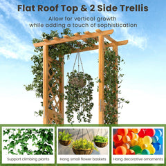 Wooden Raised Garden Bed with Lattice Trellis and Hanging Roof-Orange