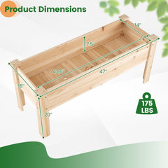 Wooden Raised Garden Bed with Legs 175 LBS Heavy-Duty Elevated Planter Box with Drainage Holes-Natural