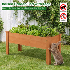 Wooden Raised Garden Bed with Legs Elevated Planter Box with Drainage Holes-Orange