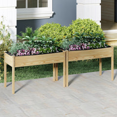 Wooden Raised Vegetable Garden Bed Elevated Grow Vegetable Planter-Natural