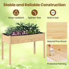 Wooden Raised Vegetable Garden Bed Elevated Grow Vegetable Planter-Natural