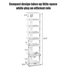 Wooden Shoes Storage Stand 7 Tiers Shoe Rack Organizer Multi-shoe Rack Shoebox-White