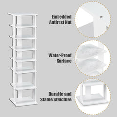 Wooden Shoes Storage Stand 7 Tiers Shoe Rack Organizer Multi-shoe Rack Shoebox-White