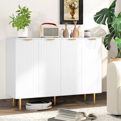 Modern Kitchen Storage Cabinet, Sideboard Buffet Cabinet with Adjustable Shelves for Hallway, Black