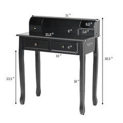 Writing Desk 2-Tier Vanity Desk Computer Desk with 4 Drawers-Black