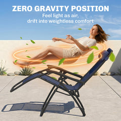 Zero Gravity Chair Set of 2 Patio Chair with Side Table Cupholders and Pillows for Pool, Backyard, Lawn, Black