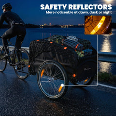 Bike Cargo Trailer, 45 Gal Bicycle Trailer Wagon Cart with Cargo Net, Quick Release 20" Wheels, Safe Reflectors
