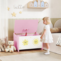 Toy Chest, Kids Storage Chest with Lid, Safety Hinges and Groove Handles for Boys, Girls, Green