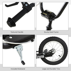 Youth Kick Scooter with Adjustable Handlebar and 16'' Inflatable Rubber Wheel for Kids and Teens 5+ Year Old, Black