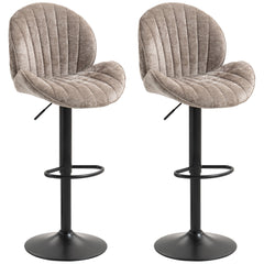 Bar Stools Set of 2, Swivel Barstools with Back, Adjustable Height and Footrest for Kitchen Island, Dining Room, Beige