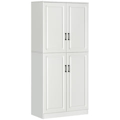 71" Freestanding Kitchen Pantry Cabinet, Storage Cabinet with 4 Hinged Doors and Adjustable Shelves, Black