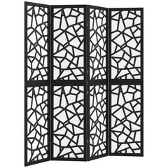 4 Panel Room Divider, 5.6 FT Lightweight Folding Privacy Screen with Geometric Pattern for Living Room, Bedroom, Black