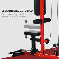 Lat Pull Down Machine, High / Low Pulley Machine with Adjustable Seat and Flip-Up Footplate, Black
