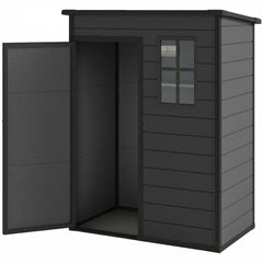 5 x 3FT Garden Shed with Floor, Outdoor Storage Shed with Lockable Door, Window and Vent for Backyard, Patio, Dark Grey