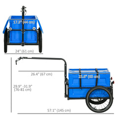 Steel Trailer for Bike, Bicycle Cargo Trailer with Foldable Storage Box and Safe Reflectors, Max Load 88LBS, Black