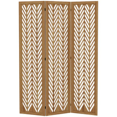 3 Panel Room Divider, 5.6ft Tall Wood Folding Privacy Screens, Freestanding Partition Wall Dividers, Light Brown