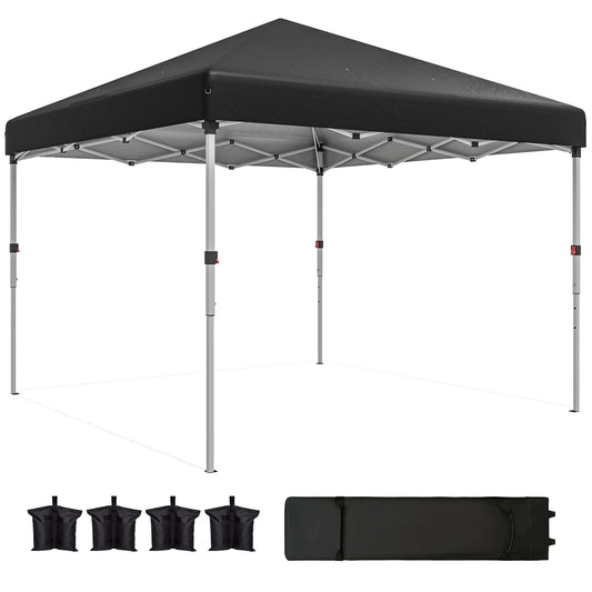 10' x 10' Pop Up Canopy with Sidewalls, Roller Bag, Height Adjustable Instant Tent for Outdoor, Garden, Patio, Black