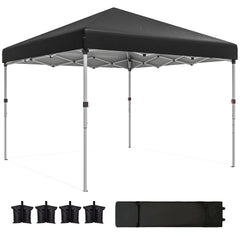 10' x 10' Pop Up Canopy with Sidewalls, Roller Bag, Height Adjustable Instant Tent for Outdoor, Garden, Patio, Black