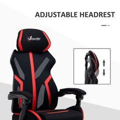 Gaming Chair, Ergonomic Computer Chair with Footrest, Headrest, Recliner Swivel Seat with Adjustable Height, Black