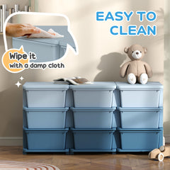 3 Tier Kids Toy Organizer and Storage Bins with 6 Plastic Drawers, Blue
