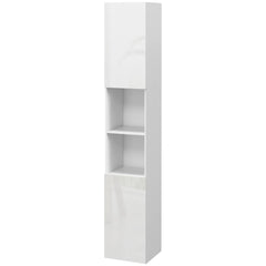 Tall Bathroom Cabinet, High Gloss Storage Cabinet with Doors and Adjustable Shelves, 11.8" x 11.8" x 71.5", Black