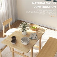 Solid Wood Kitchen Table, Farmhouse Drop Leaf Tables for Small Spaces, Folding Dining Table, Nature Wood