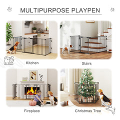 Foldable Dog Playpen Indoor for Small Medium Dogs with Door, for Stairway, Doorway, Hallway, Black
