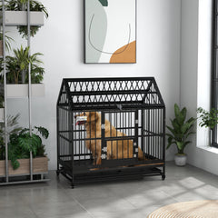 49" Heavy Duty Dog Crate with Removable Tray, Doors, Openable Roof, for Large and Extra Large Dogs, Black