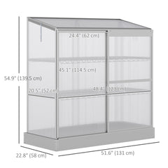 Aluminum Cold Frame Greenhouse, Raised Planter Bed Protection with Openable Top and 2 Shelves for Outdoor Indoor
