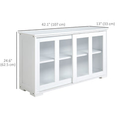 Modern Kitchen Sideboard, Stackable Storage Cabinet, Sliding Glass Door Console, Cupboard Serving Buffet for Kitchen & Dining Room, Black