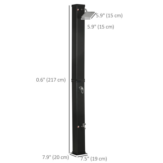 10.6 Gallons Solar Heated Shower with Free-Rotating Shower Head, Temperature Adjustment & Foot Shower