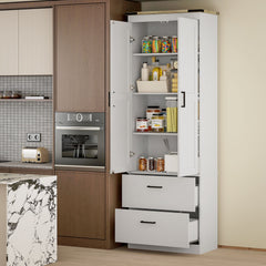 67" Tall Kitchen Pantry Storage Cabinet, Kitchen Pantry Cabinet with Doors, Drawers and Adjustable Shelves, Black