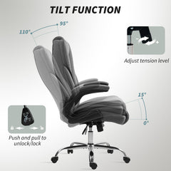 Executive Office Chair, Desk Chair with Flip-up Armrest, Diamond Fabric Computer Chair for Home Office, Black